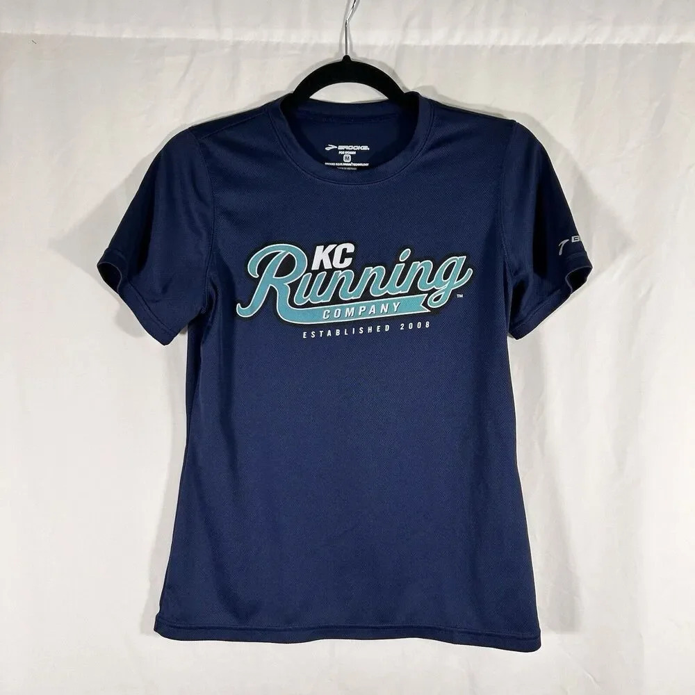 Brooks Kansas City Running Co Shirt Women's Medium Blue Short Sleeve Crew Neck